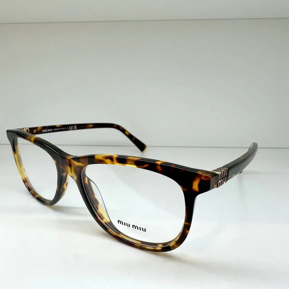 MIU MIU Womens Eyeglasses Brown Panto Square Honey Havana Full Rim Frames 52mm